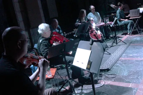 Pauline Oliveros in performance at ISSUE by Bradley Buehring